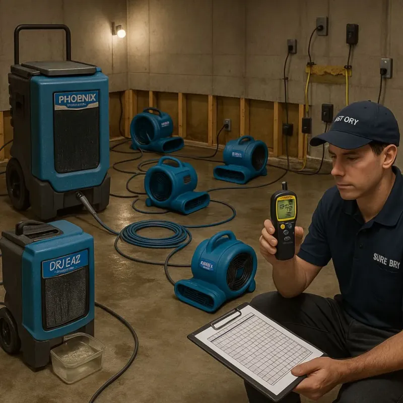 Structural Drying and Dehumidification process in Grant, MN
